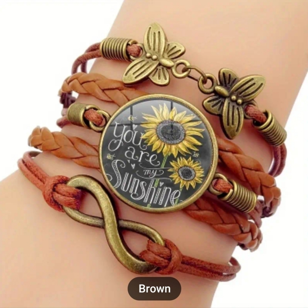 Gorgeous Boho-Style PU Leather Chain Bracelet  brown
